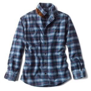 NWT Men’s Blue Grey Plaid ORVIS Long Sleeve Button Down Perfect Flannel Shirt